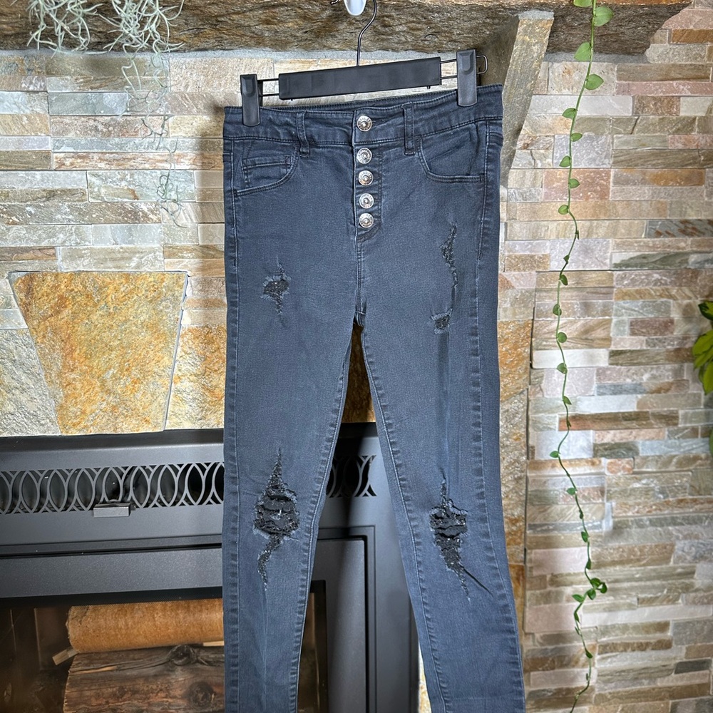 Empyre High Rise Distressed Black Skinny Jeans 3 - Discounted!!